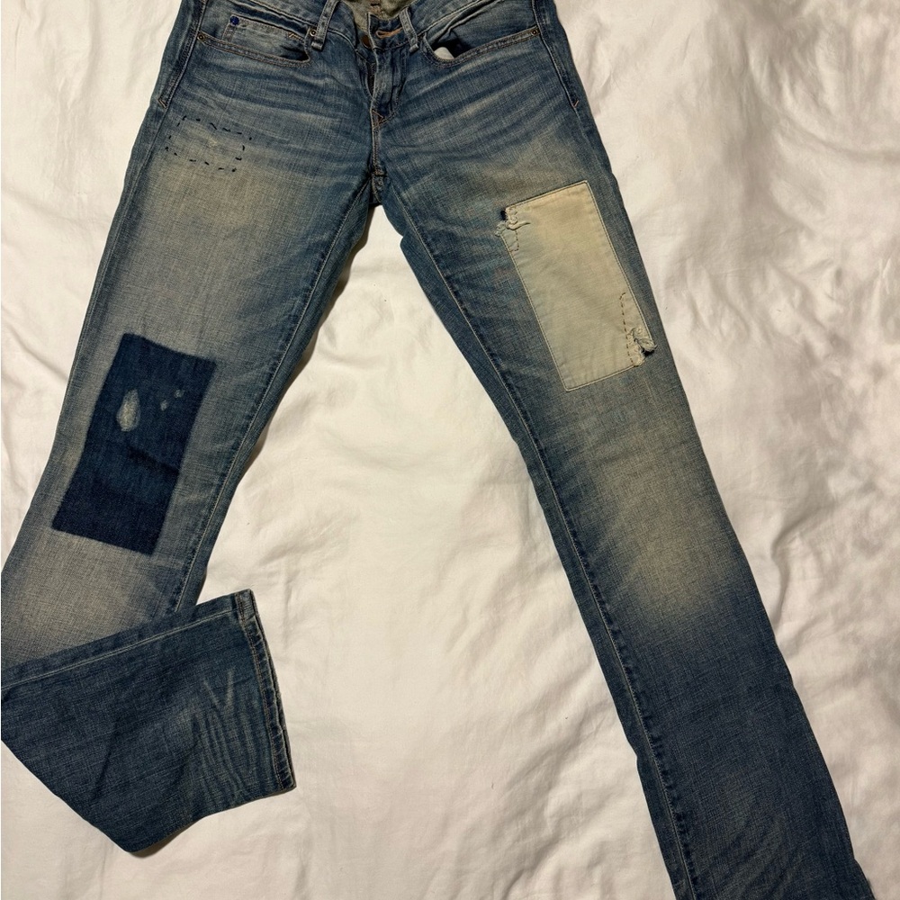 GAP Blue Boot Cut Jeans with Vintage Distressing
